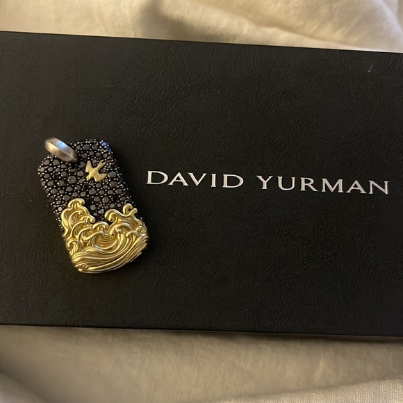 DAVID YURMAN GOLD & BLACK DIMOND DOG TAG - Picture 6 of 8